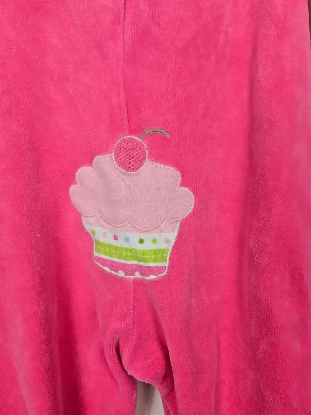Gymboree Cupcake Cutie 2013 Baby Girl Pink Velour Romper 3-6M Vintage